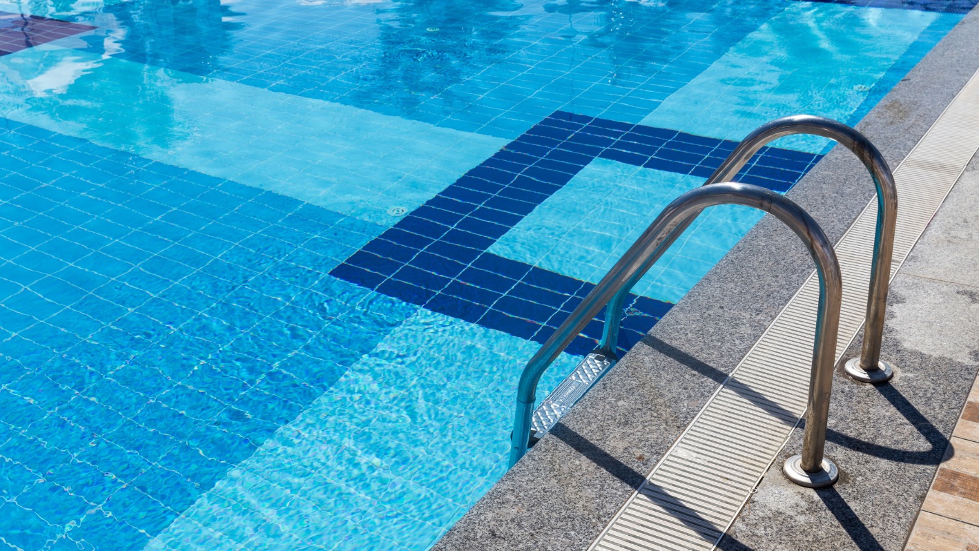 Clean swimming pool water and ladder